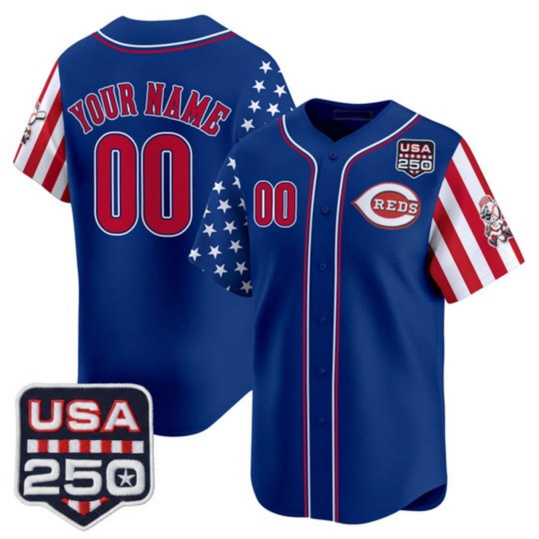 Custom Cincinnati Reds America 250 Edition Vapor Premier Limited Royal MWATKINS Stitched Jerseys