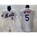 New York Mets #5 David Wright White MWATKINS With Patch Stitched Jersey