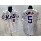 New York Mets #5 David Wright White MWATKINS With Patch Stitched Jersey