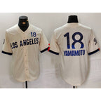 Los Angeles Dodgers #18 Yoshinobu Yamamoto Cream MWATKINS 2024 City Connect Limited Jersey