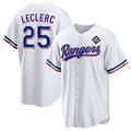 Texas Rangers #25 Jos¨¦ Leclerc White MWATKINS 2023 World Series Stitched Jersey