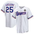 Texas Rangers #25 Jos¨¦ Leclerc White MWATKINS 2023 World Series Stitched Jersey