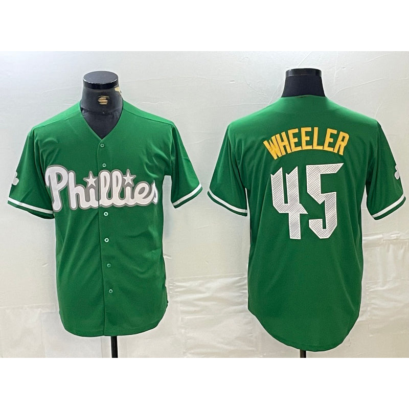 Philadelphia Phillies #45 Zack Wheeler Kelly Green MWATKINS Cool Base Jersey