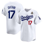 Los Angeles Dodgers #17 Shohei Ohtani White MWATKINS 2024 World Series Home Limited Cool Base Stitched Jersey