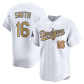 Los Angeles Dodgers #16 Will Smith White MWATKINS 2025 Gold Collection Limited Stitched Jersey