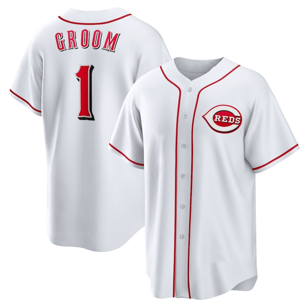 Cincinnati Reds #1 Groom White MWATKINS Home Replica Jersey