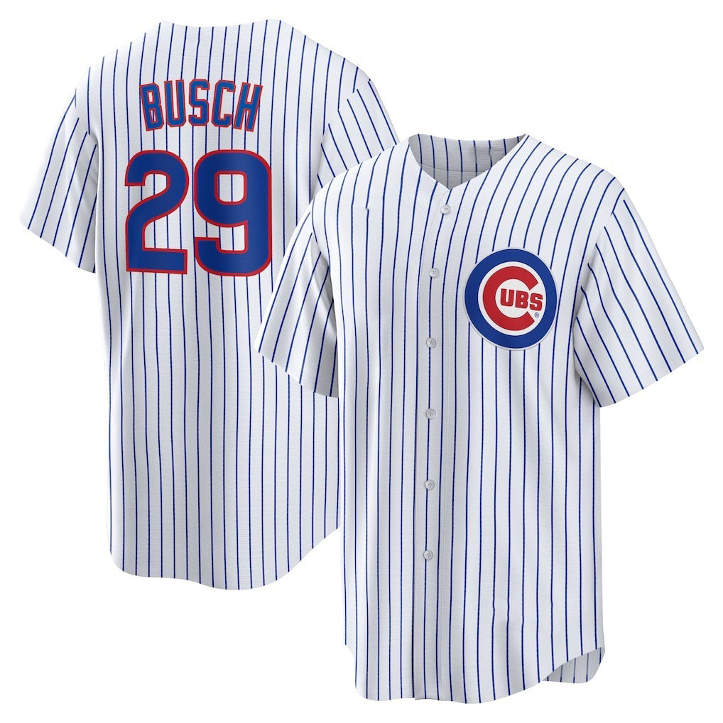 Chicago Cubs #29 Michael Busch White MWATKINS Home Replica Jersey