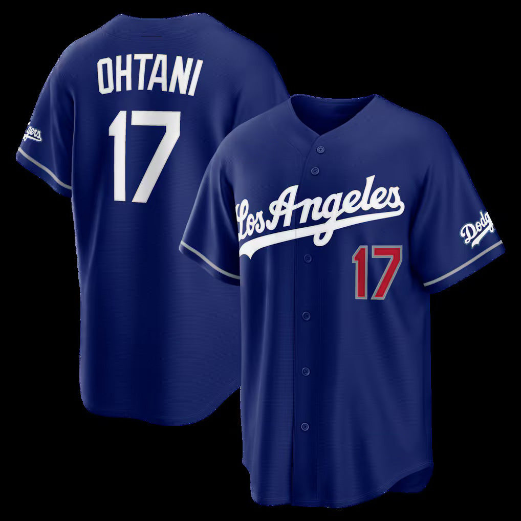 Los Angeles Dodgers #17 Shohei Ohtani Royal MWATKINS Alternate Stadium Jersey