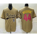 San Diego Padres #44 Joe Musgrove Tan MWATKINS Pinstripe 2023 City Connect Cool Base Stitched Jersey 2