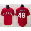Texas Rangers #48 Jacob deGrom Red MWATKINS With Patch Cool Base Stitched Jersey