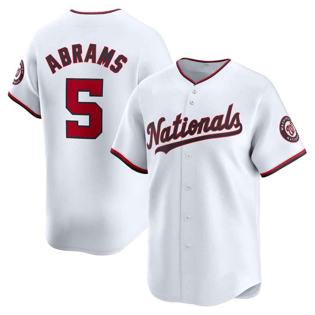 Washington Nationals #5 CJ Abrams White MWATKINS Home Limited Player Jersey