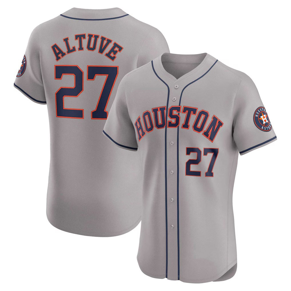 Houston Astros #27 Jose Altuve Gray MWATKINS Road Elite Player Jersey