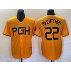 Pittsburgh Pirates #22 Andrew McCutchen Gold MWATKINS 2023 City Connect Stitched Jersey