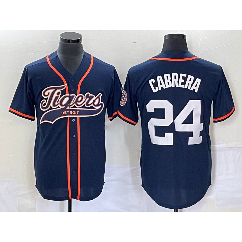Detroit Tigers #24 Miguel Cabrera Navy MWATKINS Cool Base Stitched Jersey