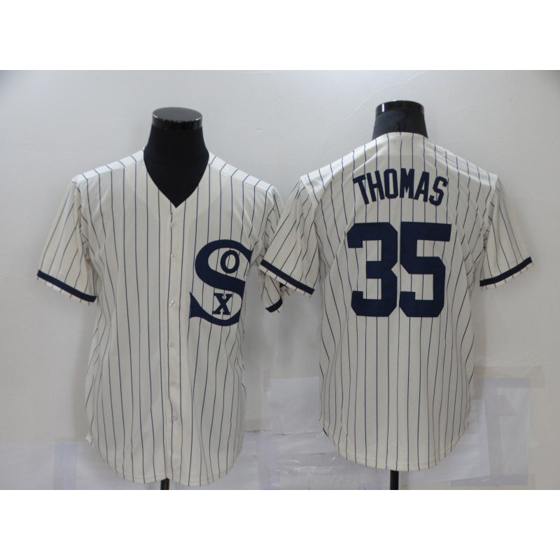 Chicago White Sox #35 Frank Thomas 2021 Cream Navy MWATKINS Field of Dreams Name Flex Base Stitched Jersey