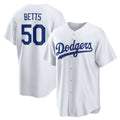 Los Angeles Dodgers #50 Mookie Betts White MWATKINS Home Replica Player Name Jersey