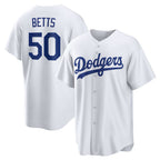 Los Angeles Dodgers #50 Mookie Betts White MWATKINS Home Replica Player Name Jersey