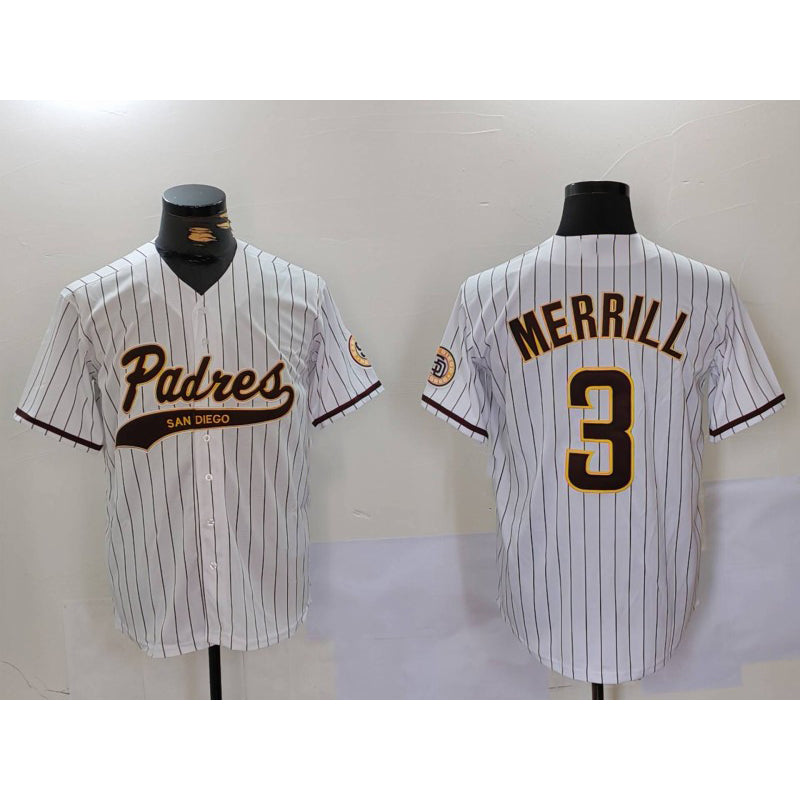 San Diego Padres #3 Jackson Merrill White MWATKINS 2023 Cool Base Stitched Jersey 2