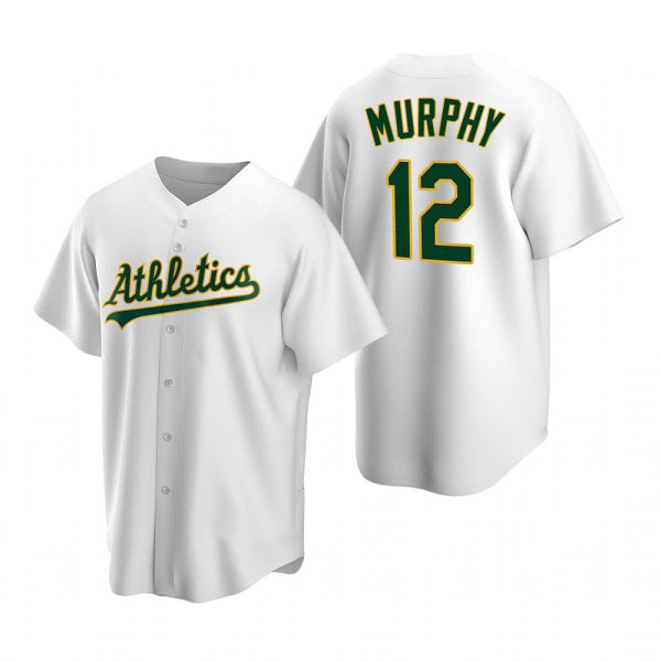 Oakland Athletics #12 Sean Murphy White MWATKINS Cool Base Stitched Jersey