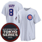 Chicago Cubs #8 Ian Happ White MWATKINS 2025 World Tour Tokyo Series Home Stitched Jersey