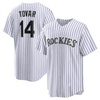 Colorado Rockies #14 Ezequiel Tovar White MWATKINS Home Replica Jersey