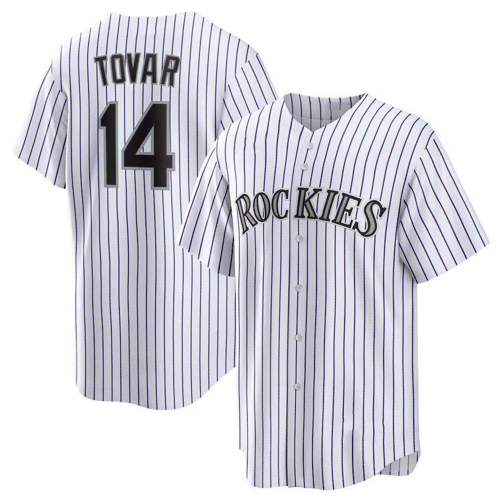 Colorado Rockies #14 Ezequiel Tovar White MWATKINS Home Replica Jersey