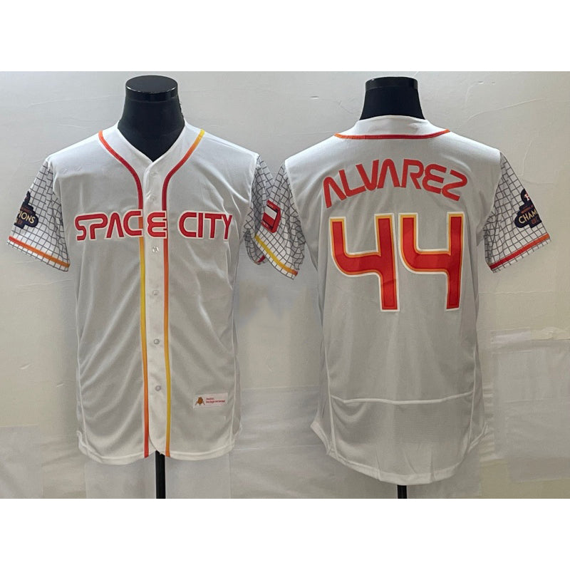 Houston Astros #44 Yordan Alvarez Number White MWATKINS 2023 City Connect Flex Base Stitched Jersey