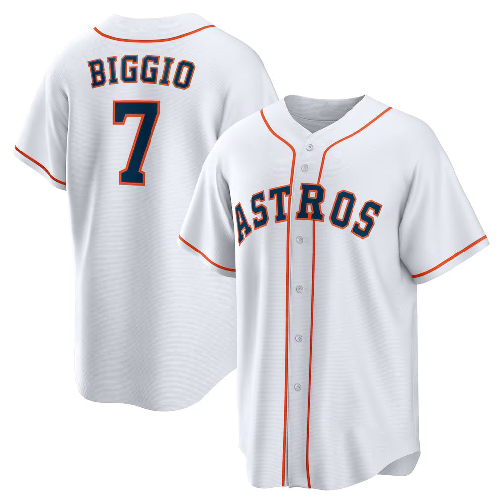 Houston Astros #7 Craig Biggio White MWATKINS Home Retired Player Replica Jersey