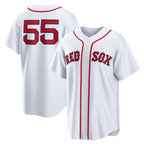Boston Red Sox #55 Ranger Su¨¢rez White MWATKINS Home Replica Jersey