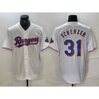 Texas Rangers #31 Max Scherzer White MWATKINS 2023 World Series Champions Cool Base Jersey