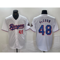 Texas Rangers #48 Jacob deGrom Number White MWATKINS 2024 Gold Collection Limited Cool Base Jerseys