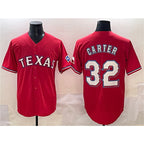 Texas Rangers #32 Evan Carter Red MWATKINS Cool Base Stitched Jersey