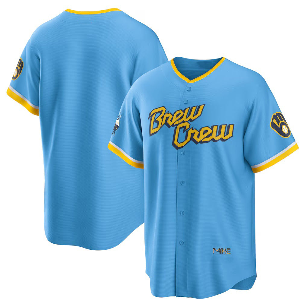 Milwaukee Brewers Powder Blue MWATKINS City Connect Replica Team Jersey