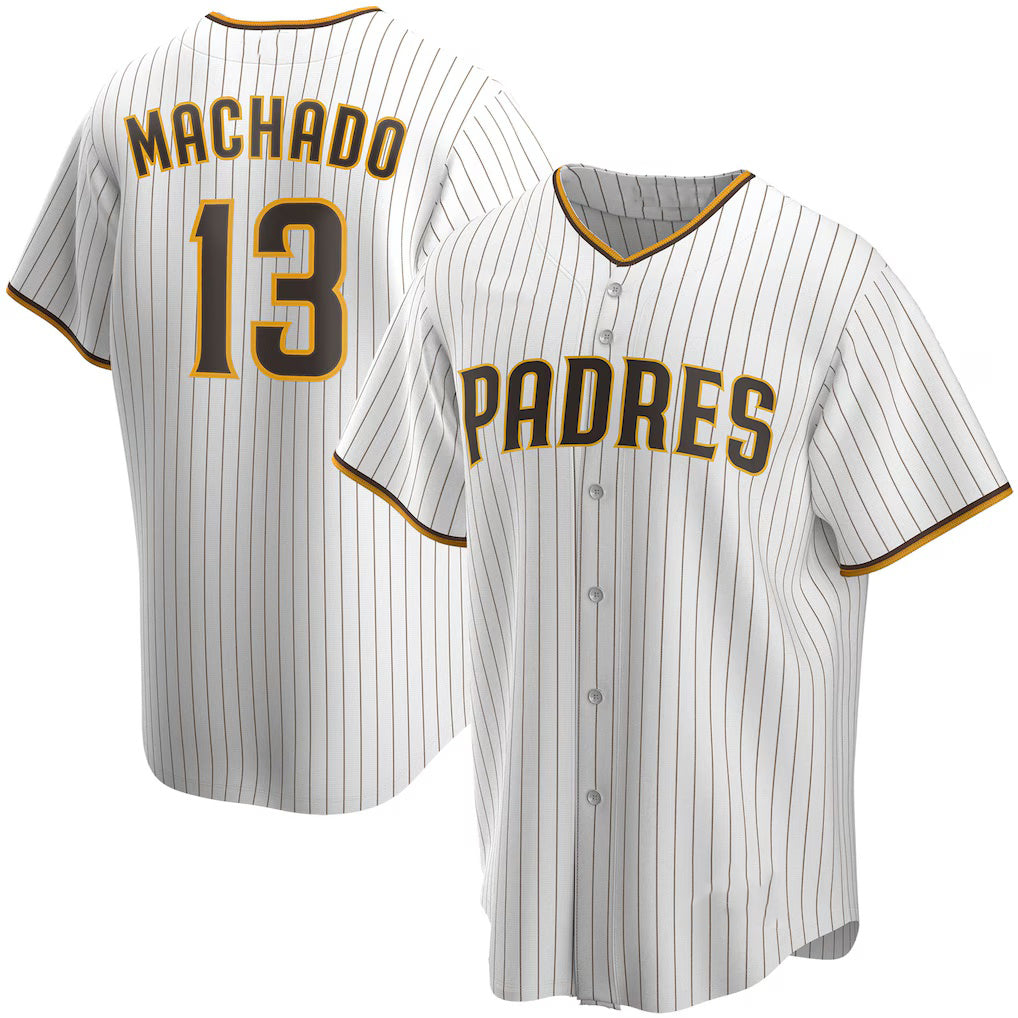 San Diego Padres #13 Manny Machado White MWATKINS Home Replica Player Jersey