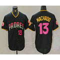 San Diego Padres #13 Manny Machado Number Black MWATKINS 20th Anniversary Cool Base Stitched Jersey