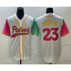 San Diego Padres #23 Fernando Tatis Jr White MWATKINS NEW 2023 City Connect Cool Base Stitched Jersey 3