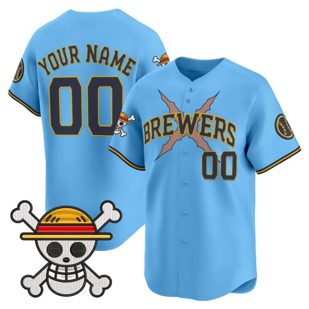 Custom Milwaukee Brewers x One Piece Light Blue MWATKINS Vapor Premier Limited Jersey - Stitched