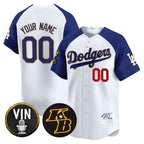Custom Los Angeles Dodgers Vin Patch & Kobe Bryant Signature Vapor Premier Limited Jersey ¨C White 2 MWATKINS