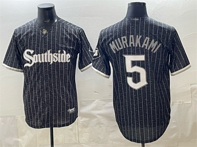 Chicago White Sox #5 Munetaka Murakami Black MWATKINS 2021 City Connect Cool Base Stitched Jersey