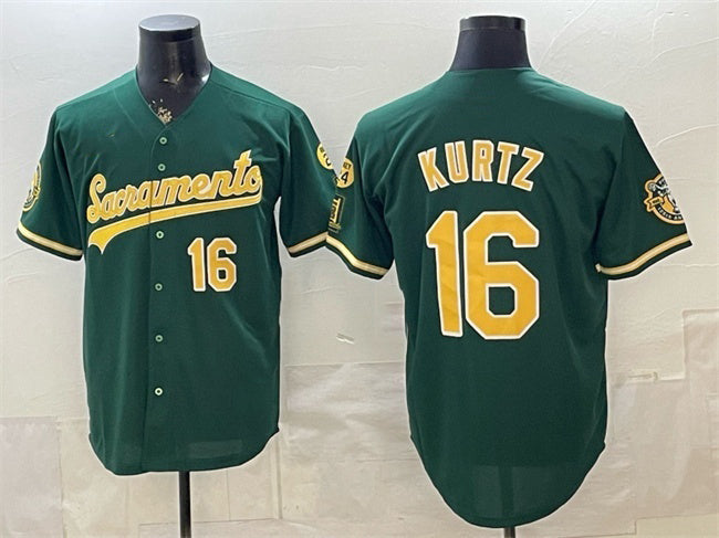 Oakland Athletics #16 Nick Kurtz 2026 Green MWATKINS Alternate Sacramento Celebrating 125 Years Vapor Limited Stitched Jersey
