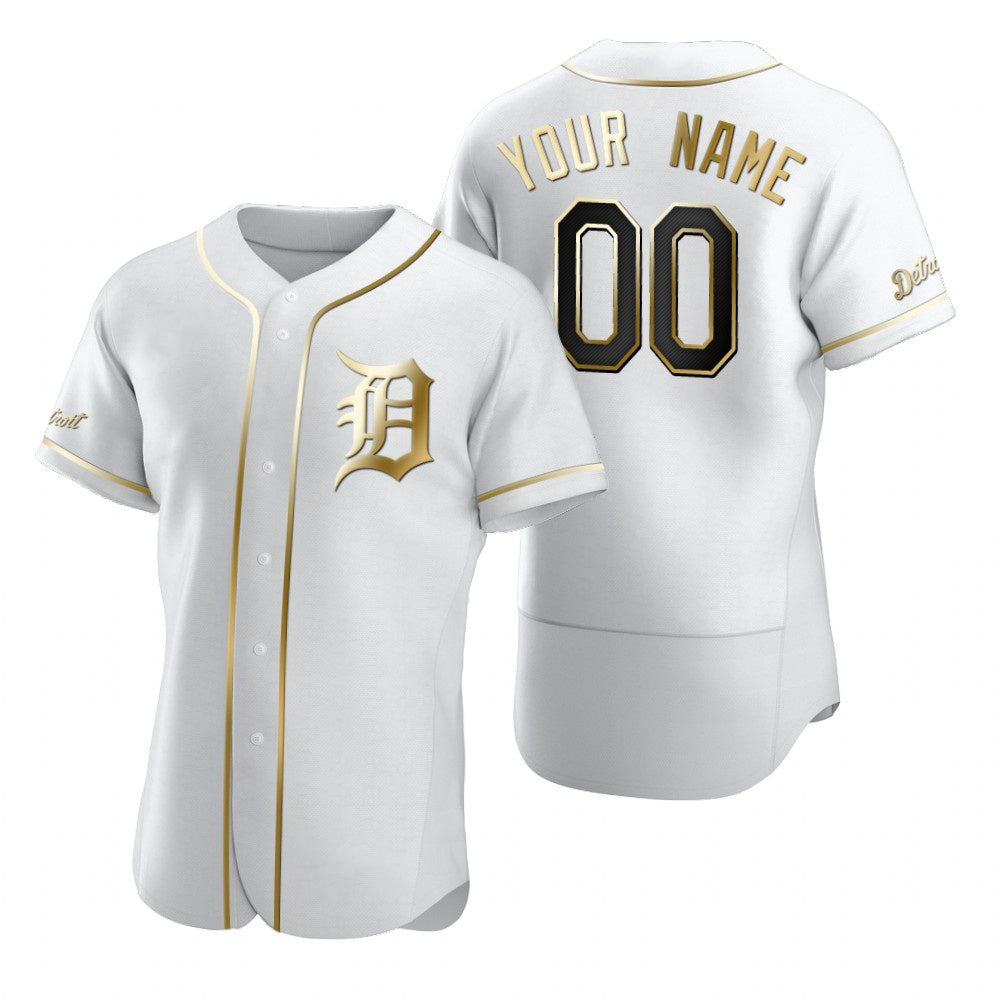 Custom Detroit Tigers White MWATKINS Stitched Flex Base Golden Edition Jersey