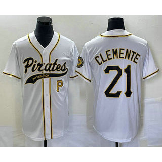 Pittsburgh Pirates #21 Roberto Clemente Number White MWATKINS Cool Base Stitched Jersey 2