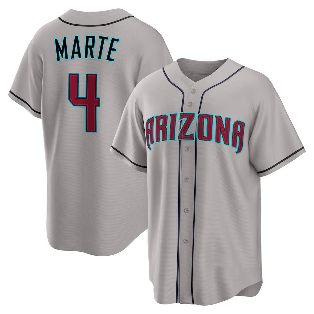Arizona Diamondbacks #4 Ketel Marte Gray MWATKINS Road Replica Jersey