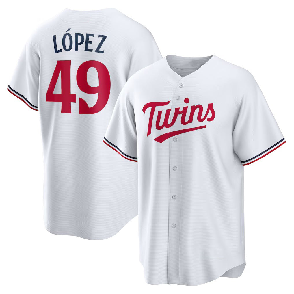 Minnesota Twins #49 Pablo L¨®pez White MWATKINS Home Replica Player Jersey