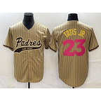 San Diego Padres #23 Fernando Tatis Jr Tan MWATKINS NEW 2023 City Connect Cool Base Stitched Jersey 2