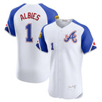 Atlanta Braves #1 Ozzie Albies White MWATKINS City Connect Elite Jersey
