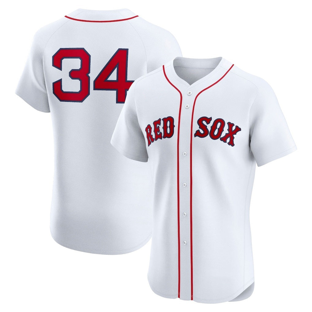 Boston Red Sox #34 David Ortiz White MWATKINS Home Elite Jersey