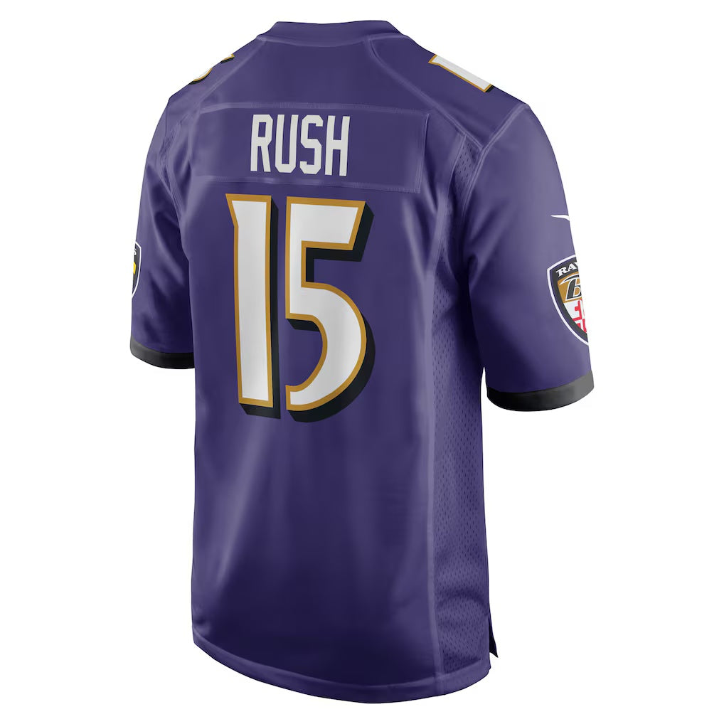 B.Ravens #15 Cooper Rush Purple MWATKINS Team Game Jersey