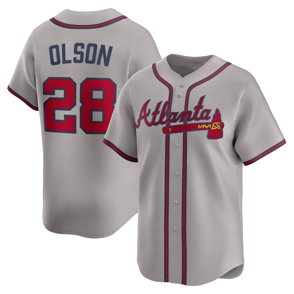 Atlanta Braves #28 Matt Olson Gray MWATKINS Road Limited Player Jersey