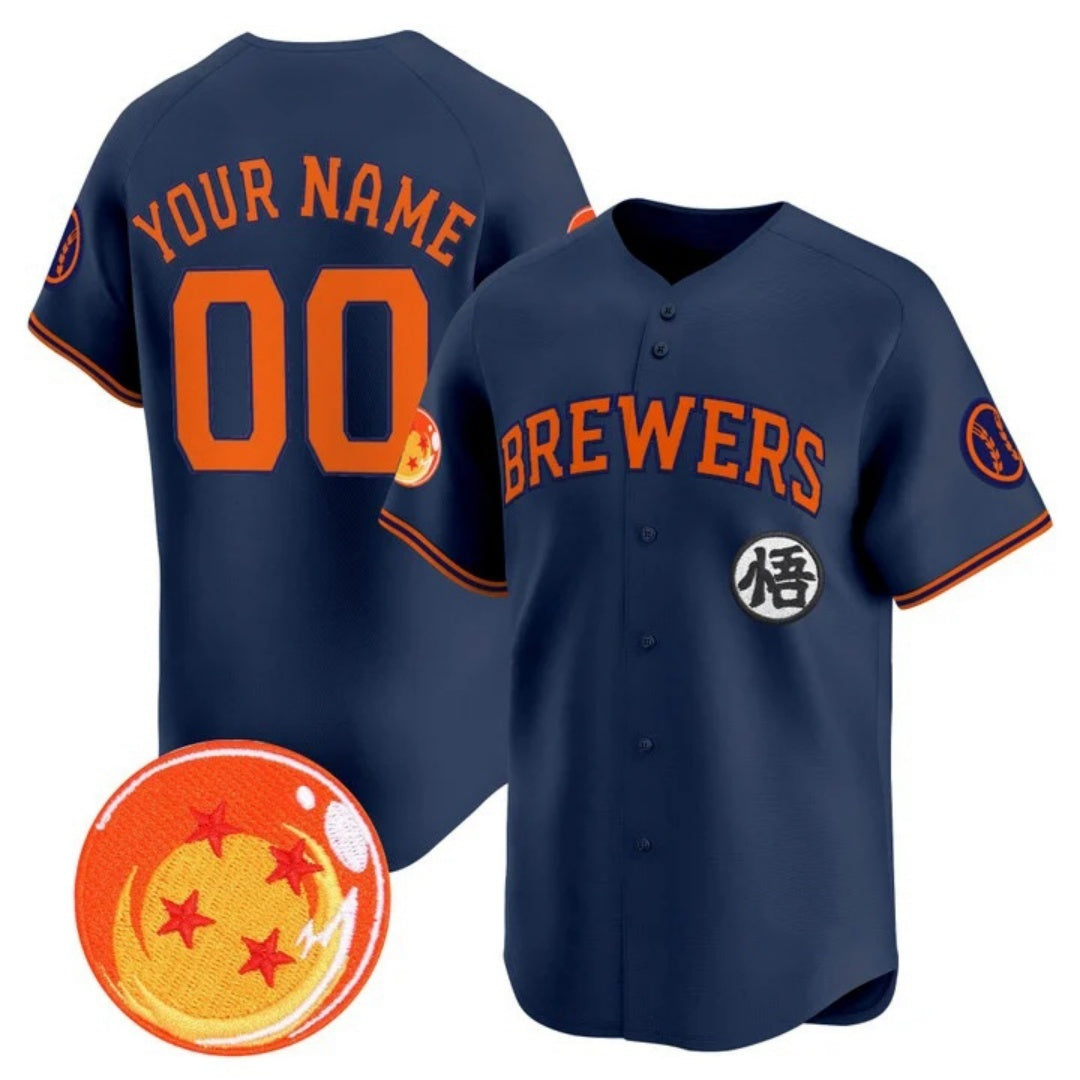 Custom Milwaukee Brewers x Dragon Ball Navy MWATKINS Vapor Premier Limited Jersey - All Stitched